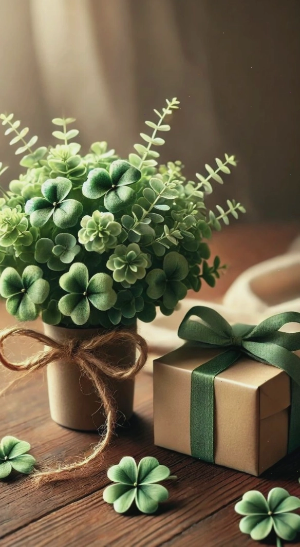 Bông cỏ 4 lá nổi bật trên nền mờ ảo