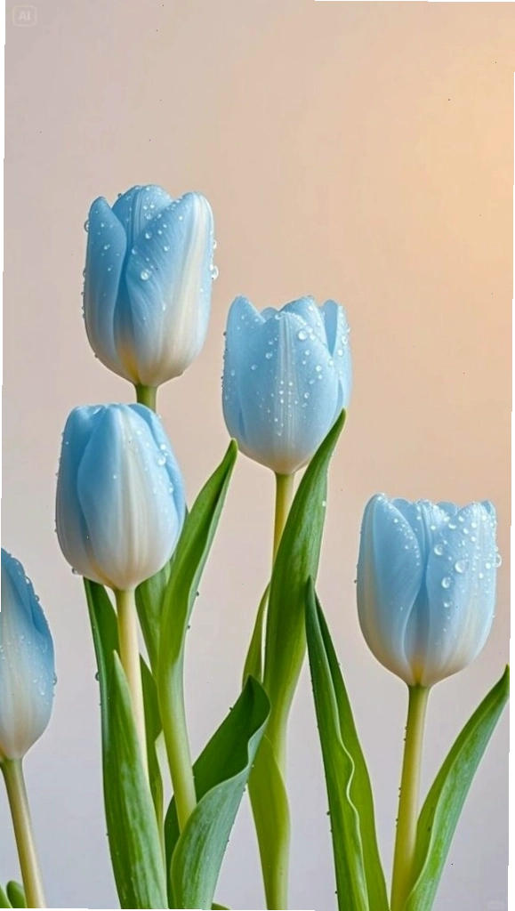 Bóng dáng của những bông hoa tulip trắng trong sương sớm
