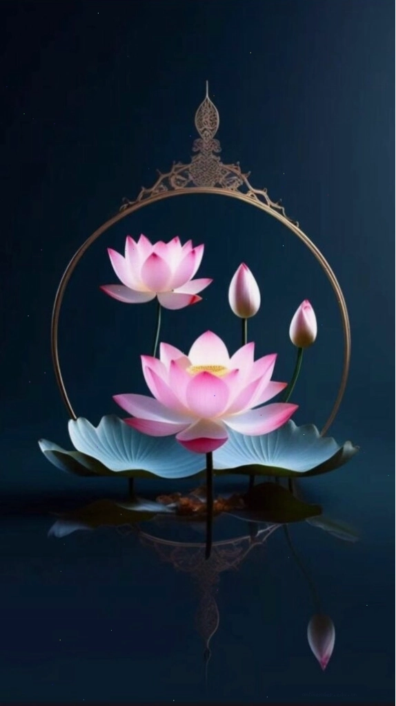 Bông sen hồng tĩnh lặng giữa làn nước trong xanh