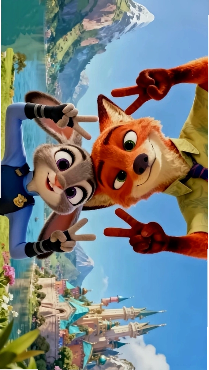 Cặp đôi cáo và thỏ Zootopia nhìn nhau tình cảm