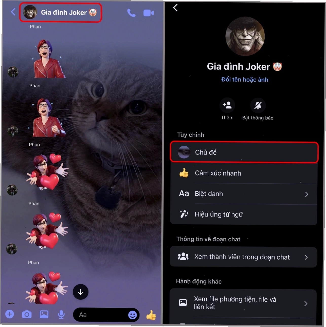 Chọn ảnh từ thư viện để làm nền Messenger