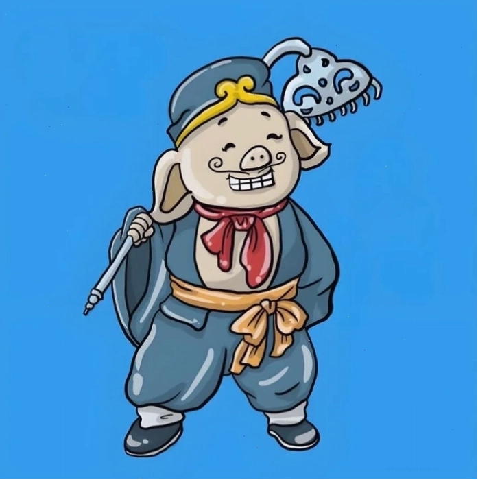 Chú heo chibi cầm kẹo mút