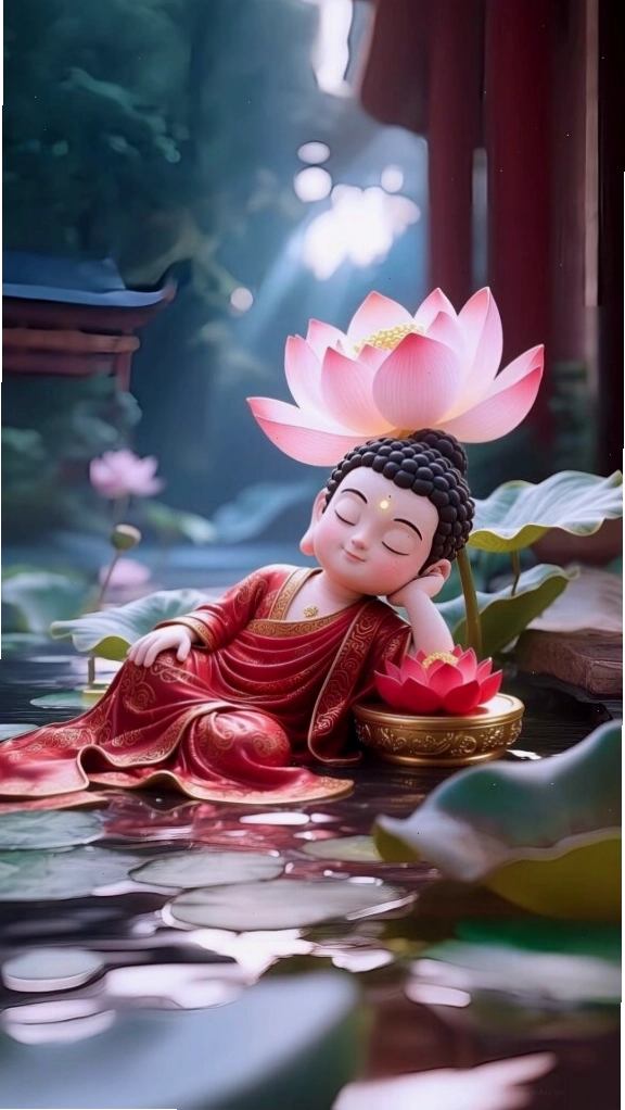 Chú tiểu an nhiên được sen nâng đỡ