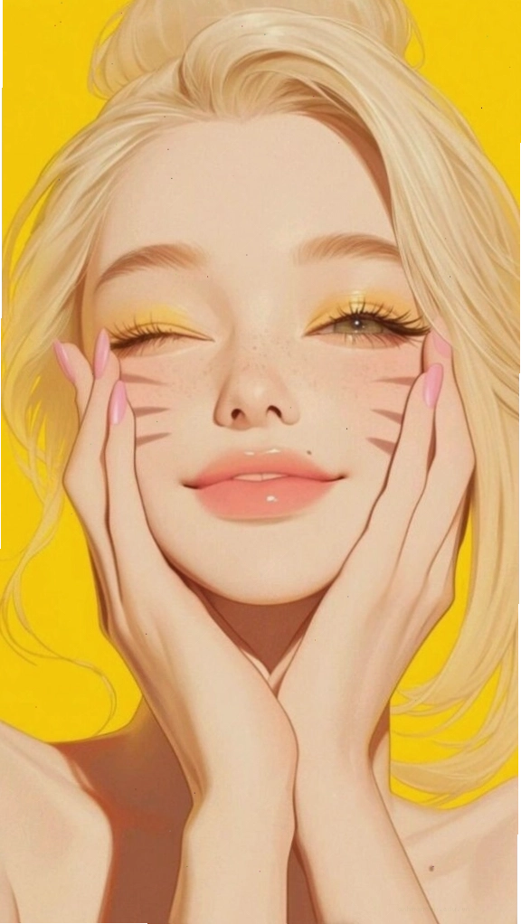 Cô gái tóc vàng cười tươi rạng rỡ dưới ánh nắng