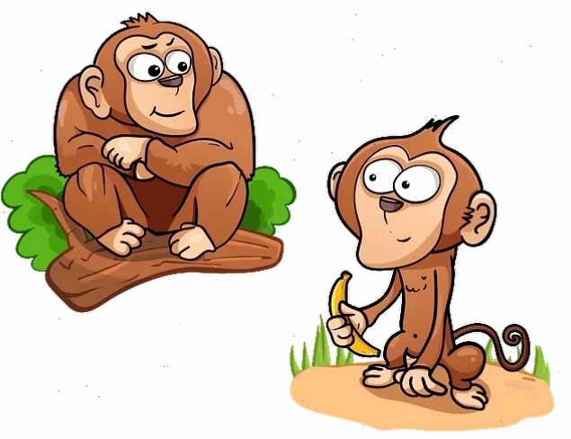 Con khỉ với trái chuối trên tay