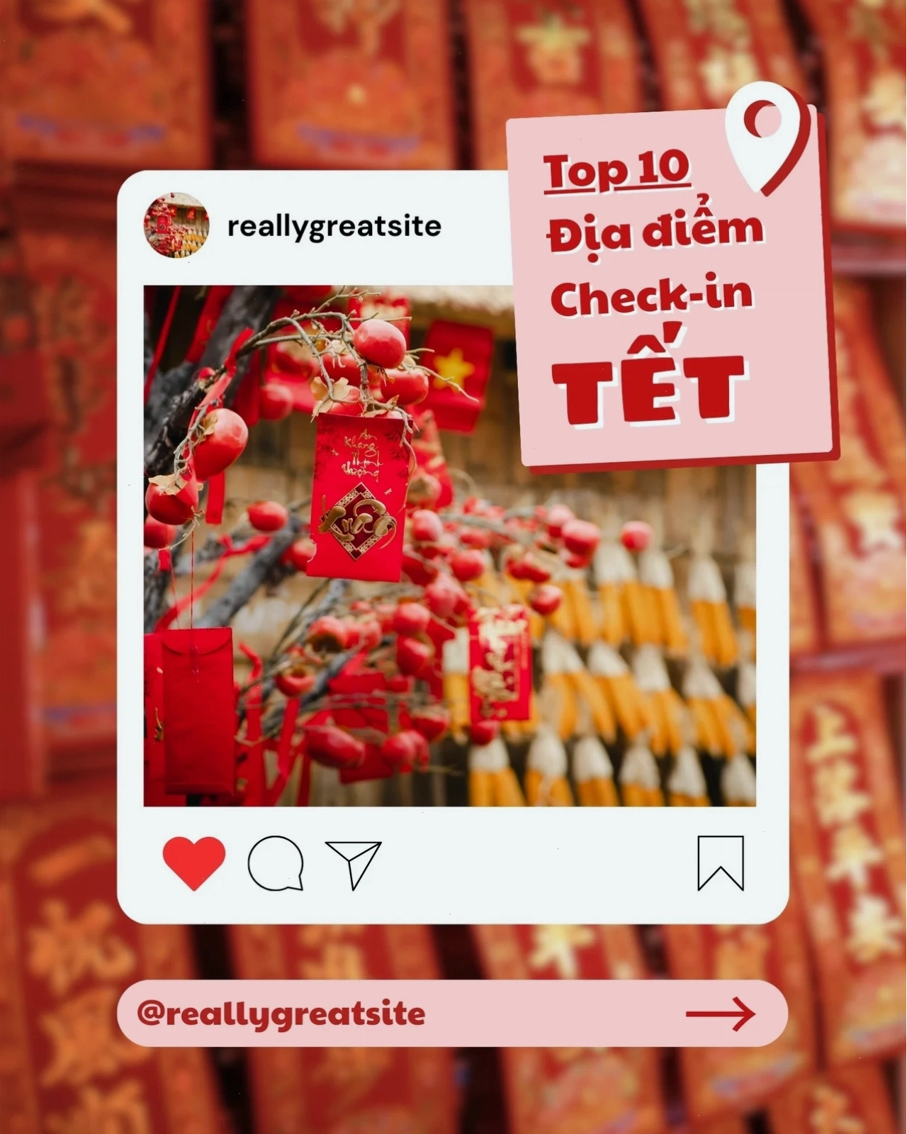 Đỏ Lễ Hội Địa Điểm Hình Ảnh Tết Social Post