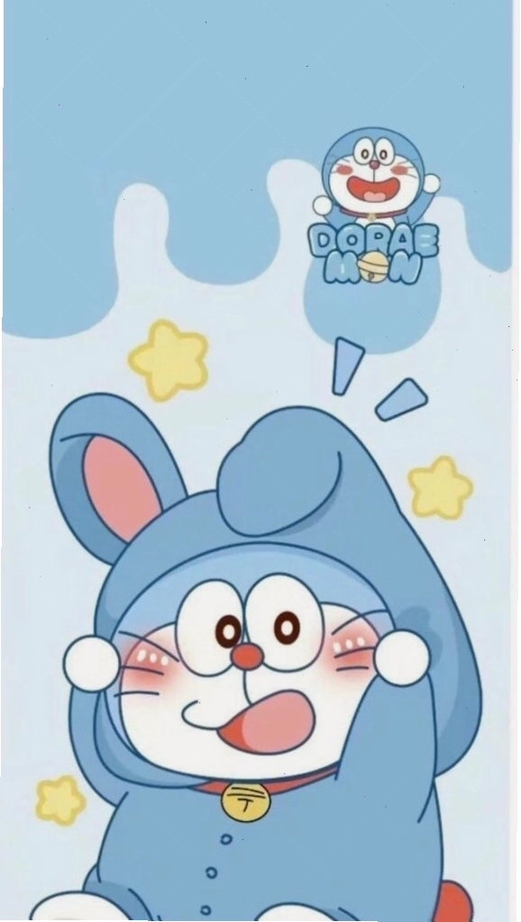 Doraemon đáng yêu đội mũ tai thỏ