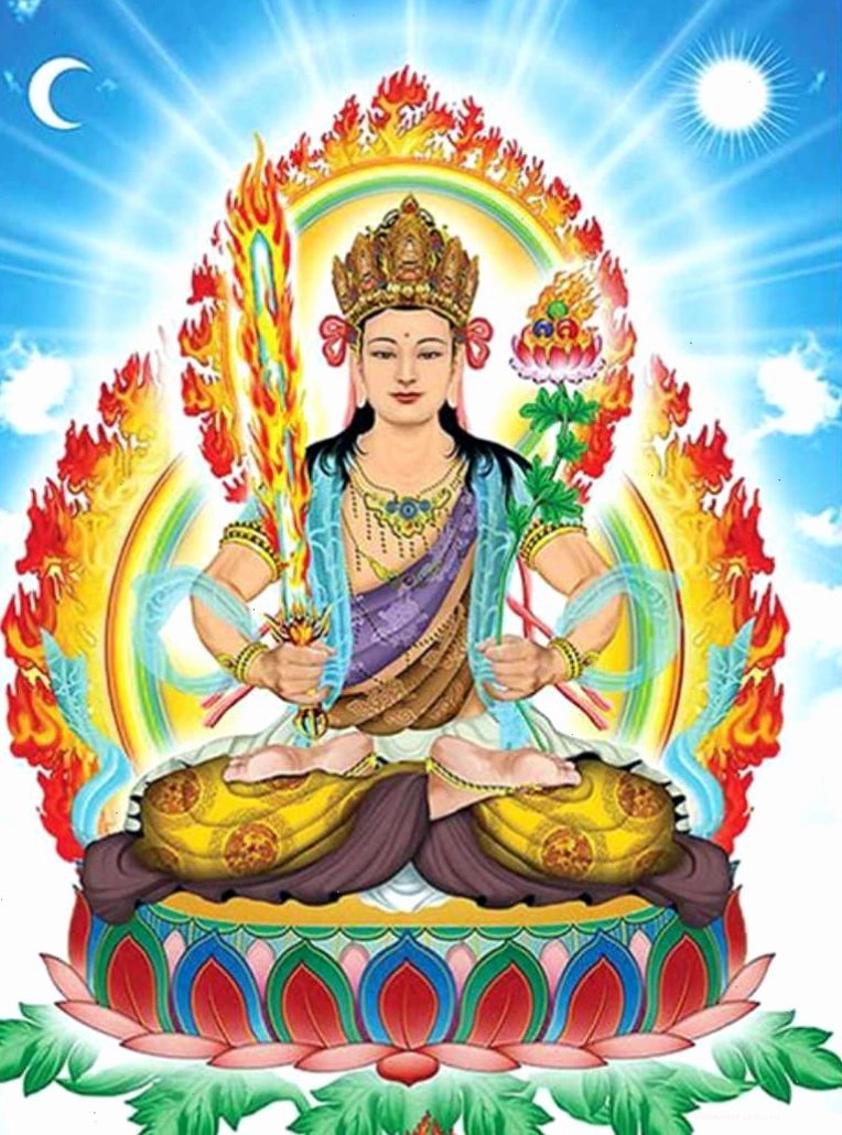 Hình ảnh Hư Không Tạng Bồ Tát với vẻ mặt hiền từ