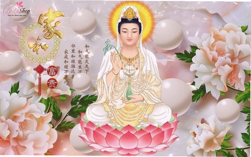 Hình ảnh Phật Quan Thế Âm Bồ Tát đẹp với không gian trang nghiêm