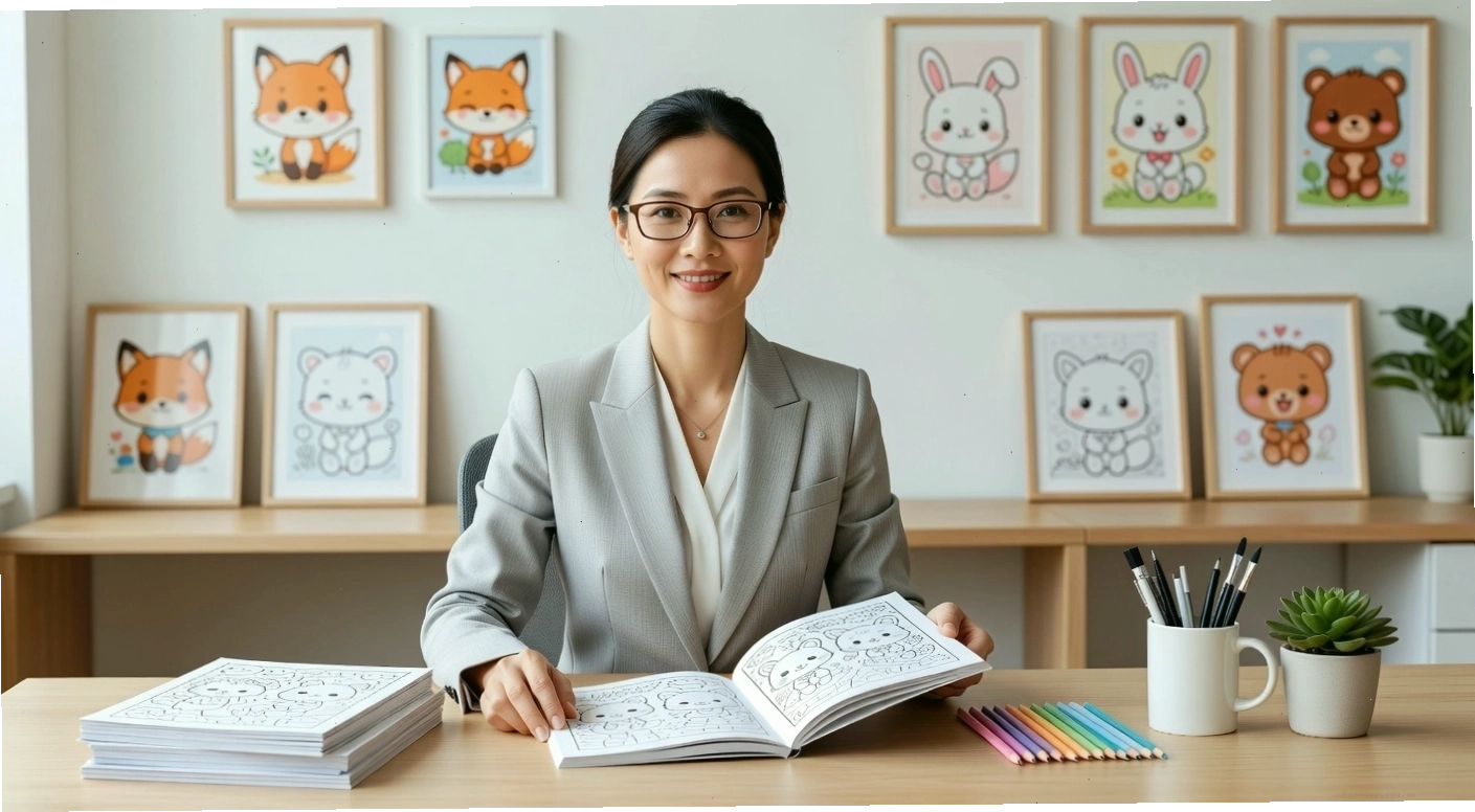 Hình ảnh Phương Anh bên cạnh chú gà chibi