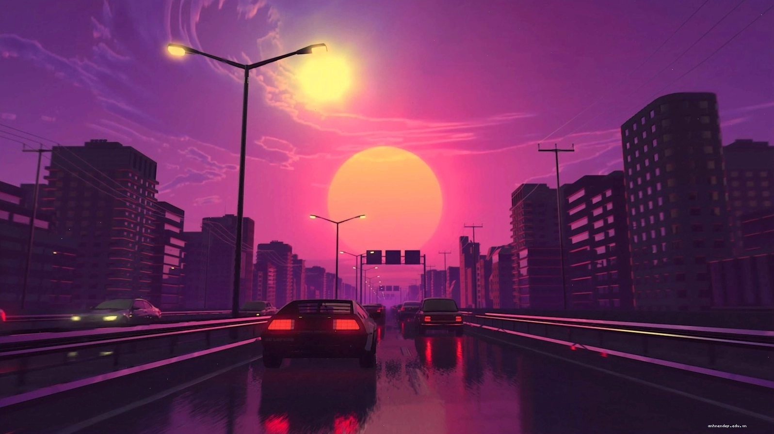 Hình nền anime chill với cảnh vật thiên nhiên