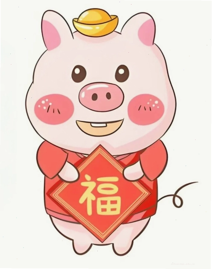 Hình nền chú heo chibi đang ôm trái tim