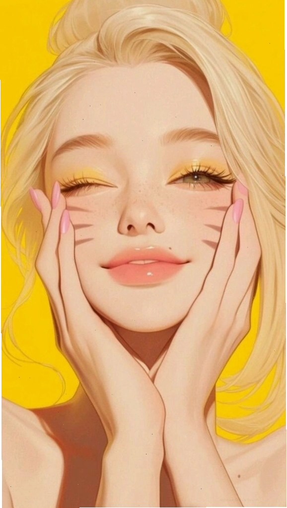 Hình nền cô gái tóc vàng cười rạng rỡ
