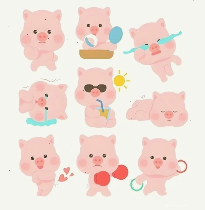 Hình nền con heo chibi màu hồng cute đáng yêu