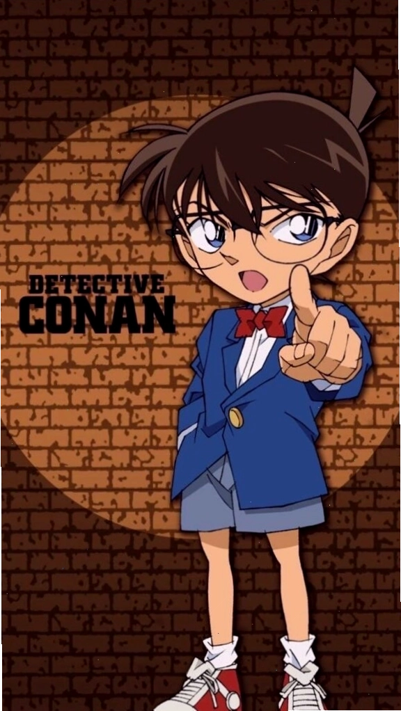 Hình nền Conan chibi với ánh mắt sắc lạnh chuẩn thám tử nhí