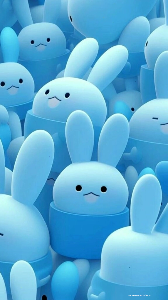 Hình nền điện thoại cute với chú thỏ màu xanh dương