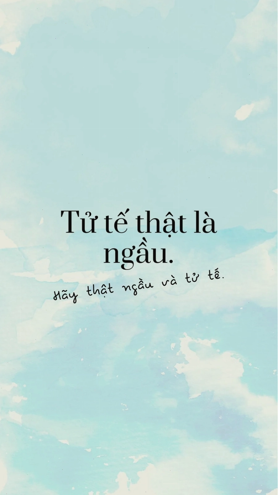 Hình nền điện thoại màu xanh ngọc lam với họa tiết mềm mại và trích dẫn truyền cảm hứng