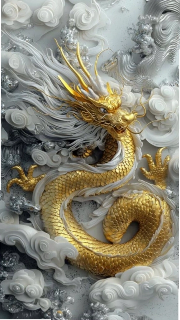 Hình nền điện thoại rồng vàng uy quyền cho người mệnh Kim