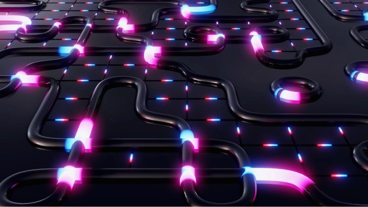Hình nền động với đường ống neon chuyển động