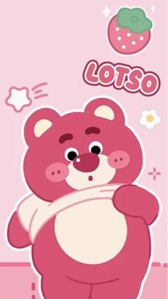 Hình nền gấu dâu hoạt hình với phong cách kawaii đáng yêu, thu hút mọi ánh nhìn