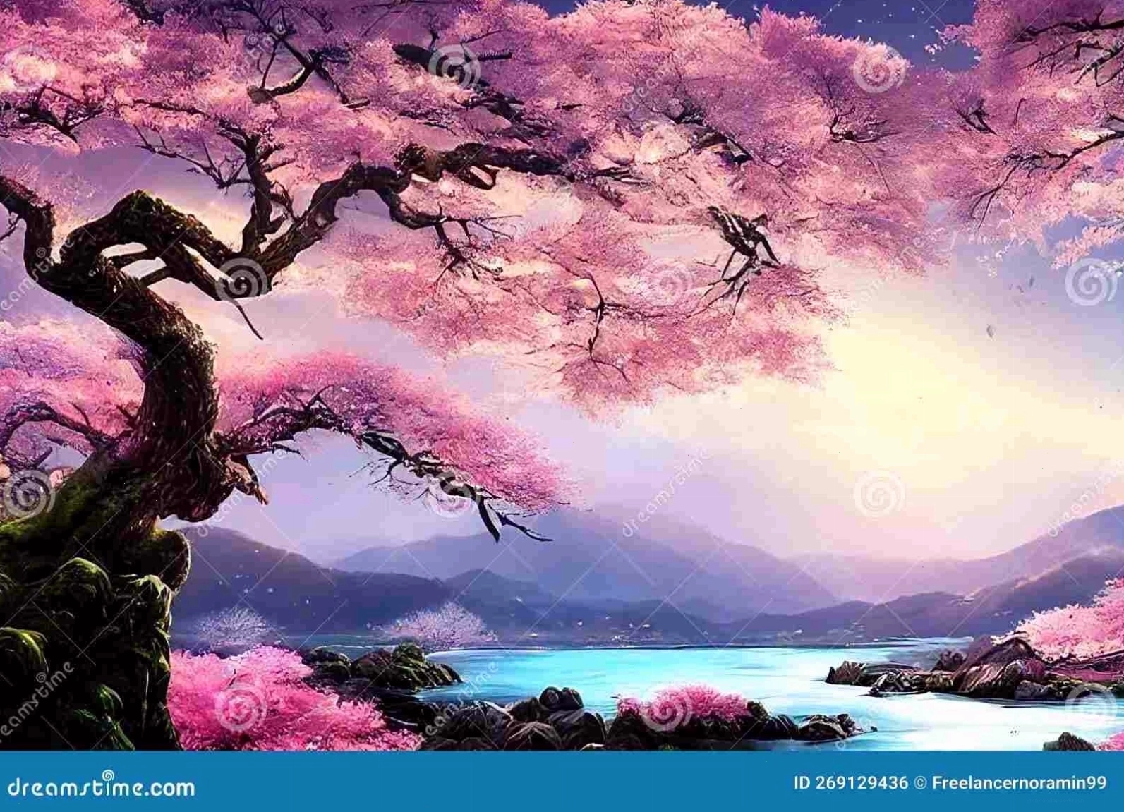 Hình nền hoa anh đào rơi phong cách anime phù hợp smartphone