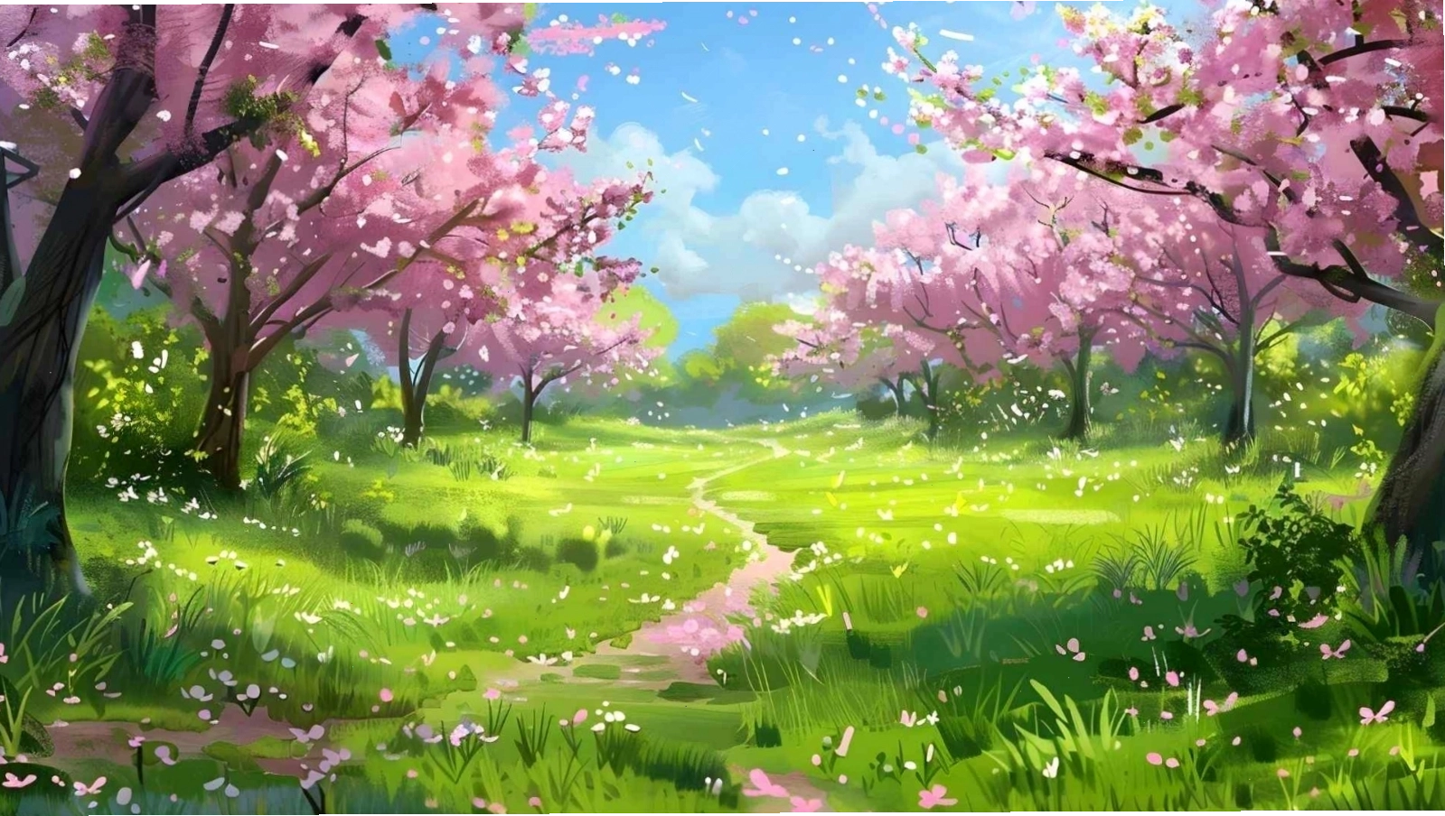 Hình nền hoa đào anime khu rừng 3D với hiệu ứng chuyển động