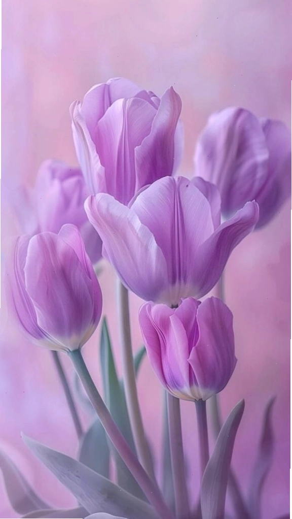 Hình nền hoa tulip tím mơ màng lãng mạn