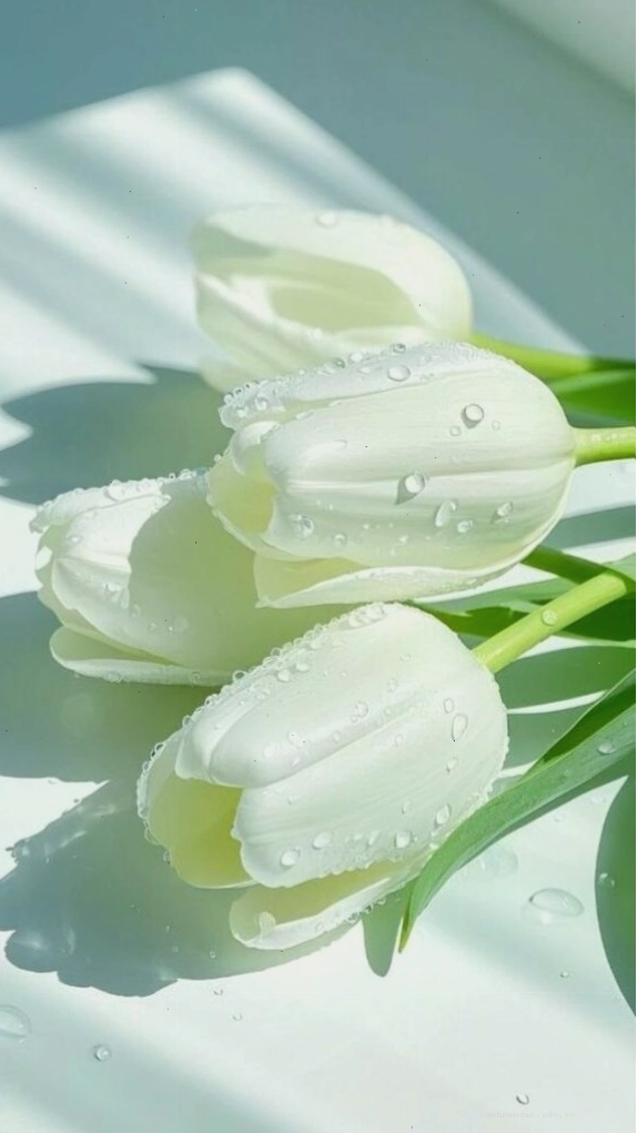Hình nền hoa tulip xanh với ánh sáng lung linh
