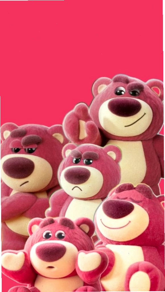 Hình nền Lotso 3D nổi bật trên nền hồng bóng bẩy, sang trọng