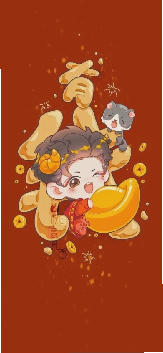 Hình nền màu đỏ cute với nhân vật hoạt hình