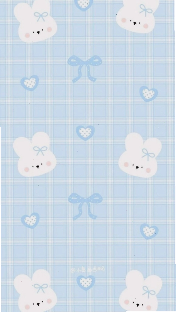 Hình nền màu xanh dương với gấu nơ cute