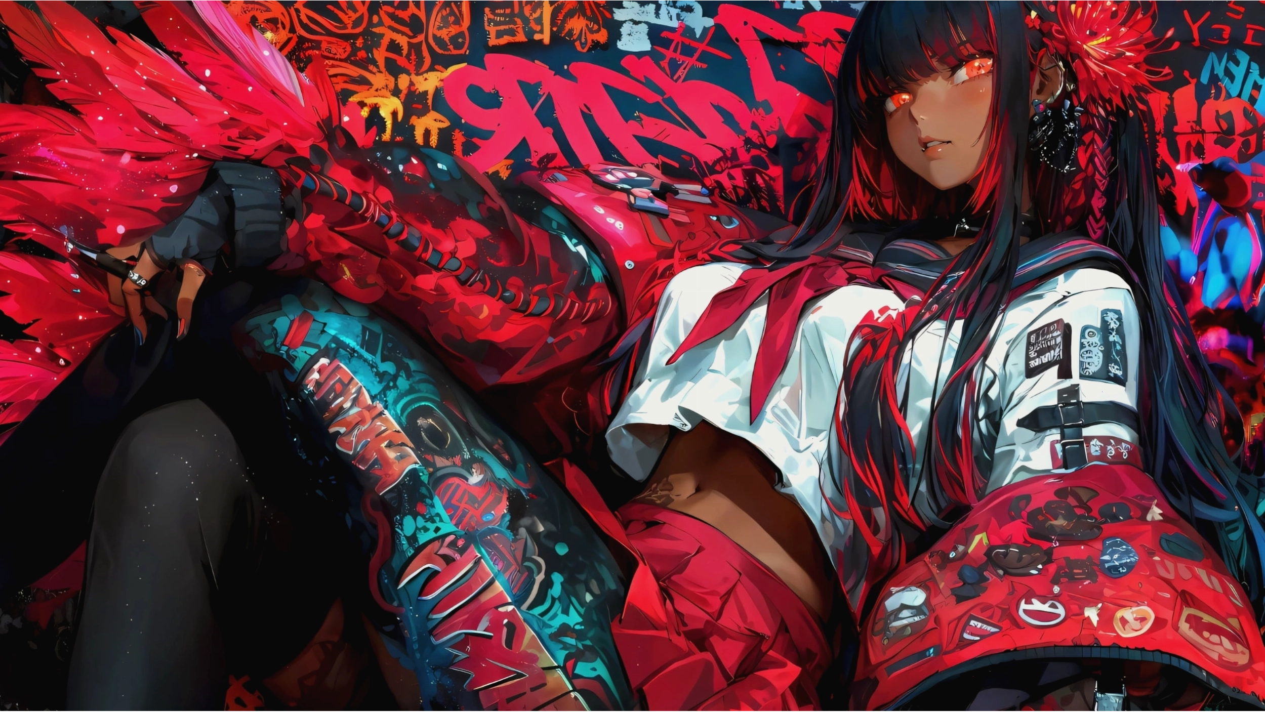 Hình nền máy tính 4K anime cô gái với phong cách hiện đại