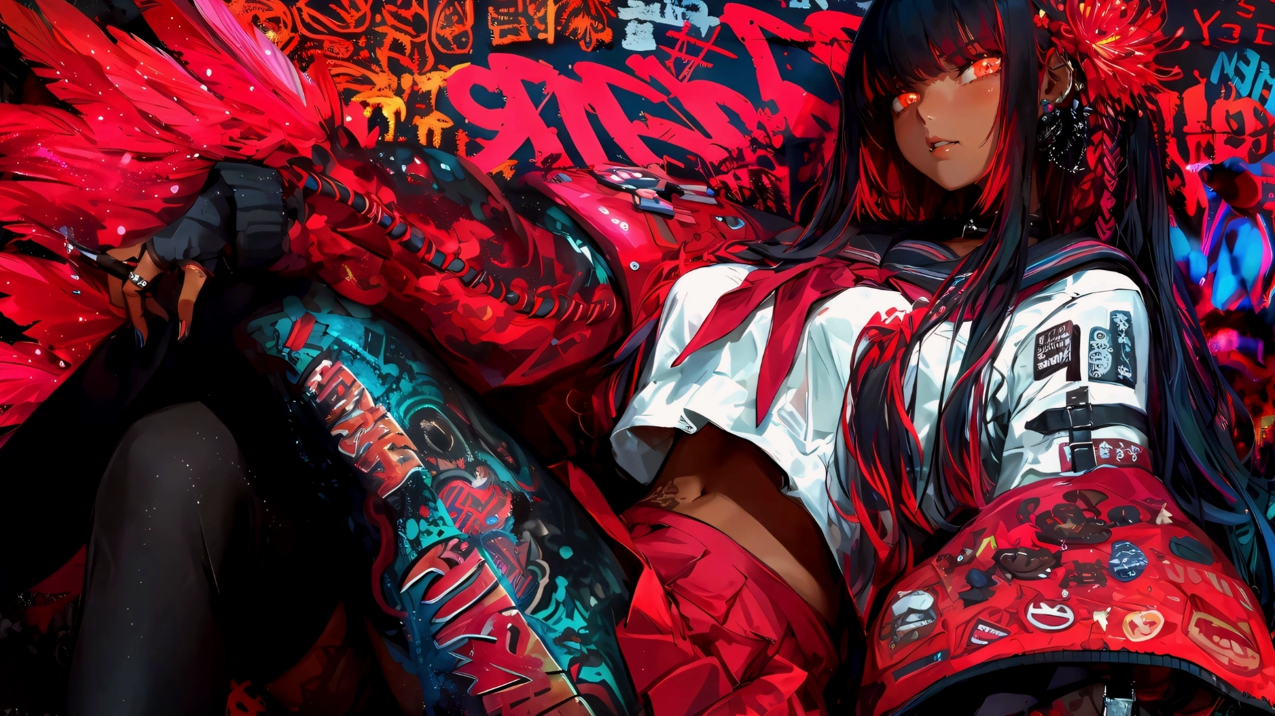 Hình nền máy tính anime 4k với phong cảnh thiên nhiên hùng vĩ