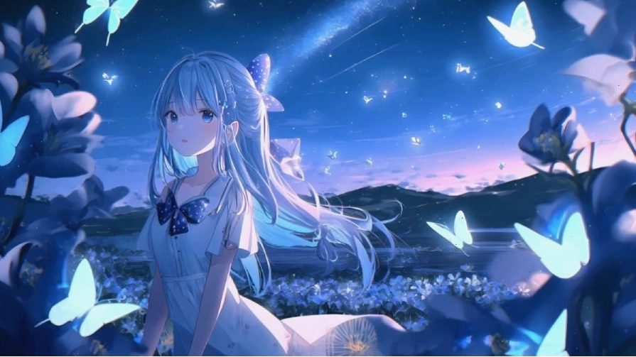 Hình nền máy tính Anime cute với nhân vật nữ tóc hồng