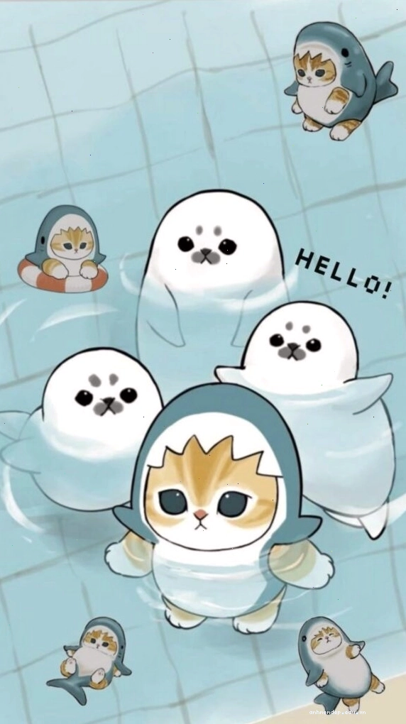Hình nền máy tính capybara chibi đang tắm suối nước nóng