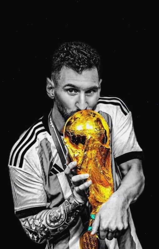 Hình nền Messi World Cup đen trắng nghệ thuật