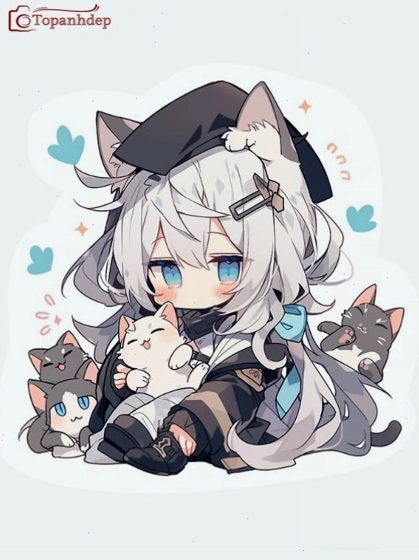 Hình nền nữ anime phong cách chibi bí ẩn