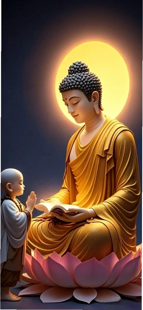 Hình nền Phật giáo với các biểu tượng linh thiêng
