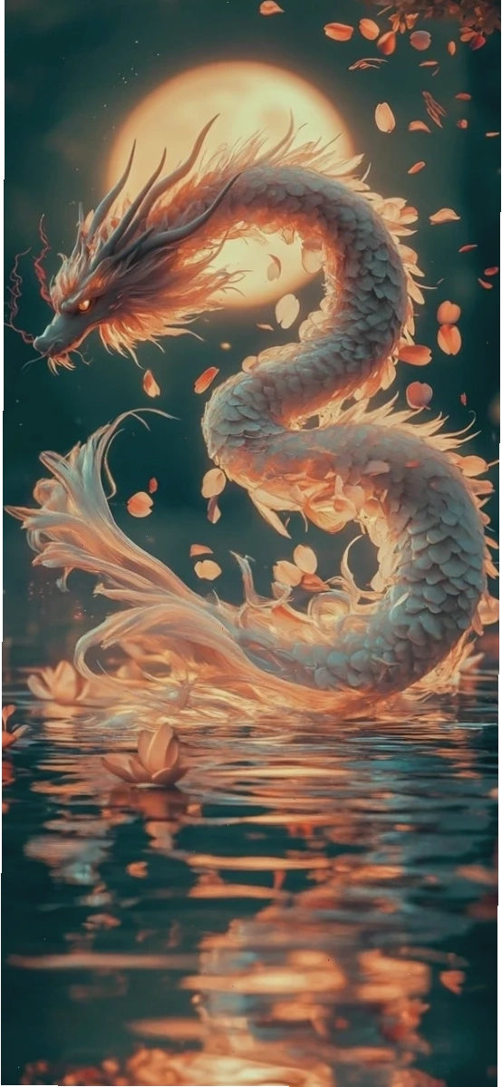 Hình nền rồng dễ thương màu hồng dạo chơi trên mây