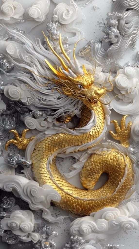 Hình nền rồng vàng bay lượn uy quyền cho người mệnh Kim