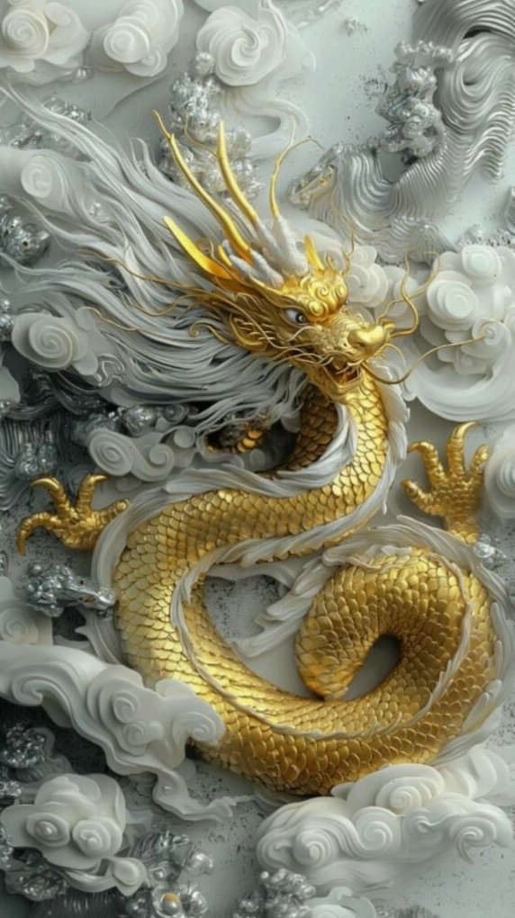 Hình nền rồng vàng uy quyền cho mệnh Kim