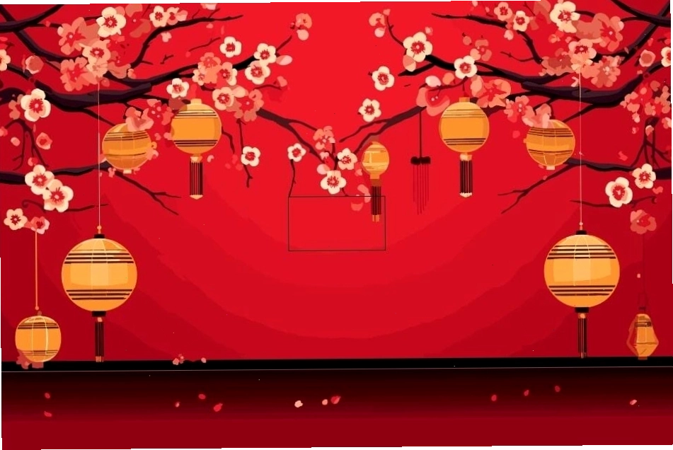 Hình nền Tết 2026 với câu đối và hoa đào