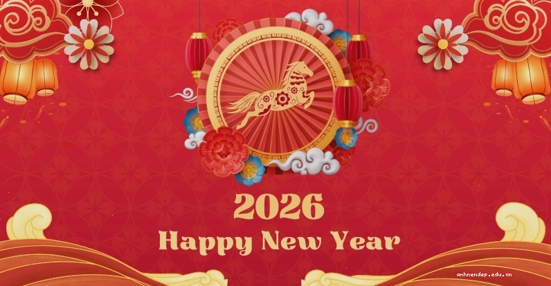 Hình nền Tết 2026 với họa tiết dễ thương