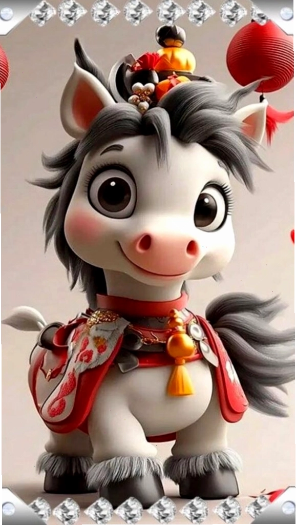 Hình nền Tết đáng yêu với chú ngựa nhỏ