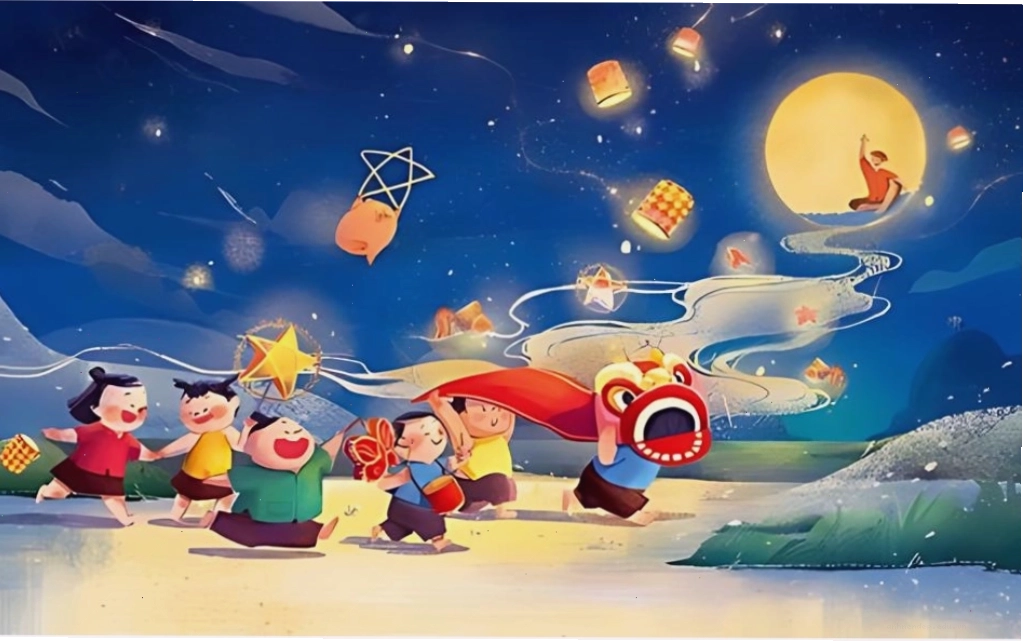Hình nền thiếu nhi rước đèn Trung thu