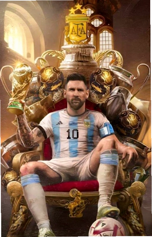 Messi với chiếc cúp vô địch World Cup