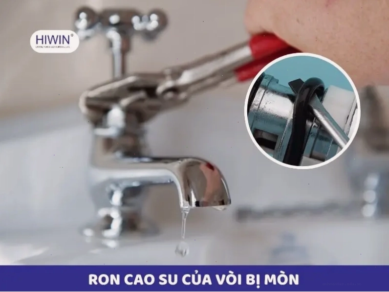 Ron cao su của vòi nước bị mòn gây hiện tượng rò rỉ