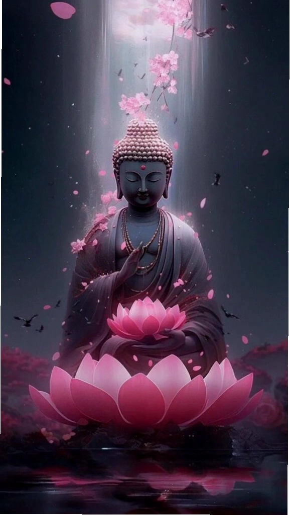 Sen hồng nhẹ nhàng nâng đỡ Đức Phật