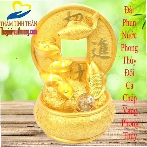 Thác nước phong thủy cá chép vàng