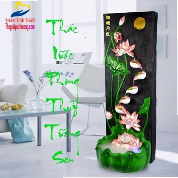 Thác nước phong thủy tường sen tuyệt mỹ